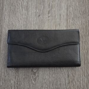 Vintage Buxton Leather Black Wallet With Attached Coin Pouch